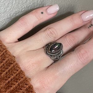 Mystic topaz sterling silver ring